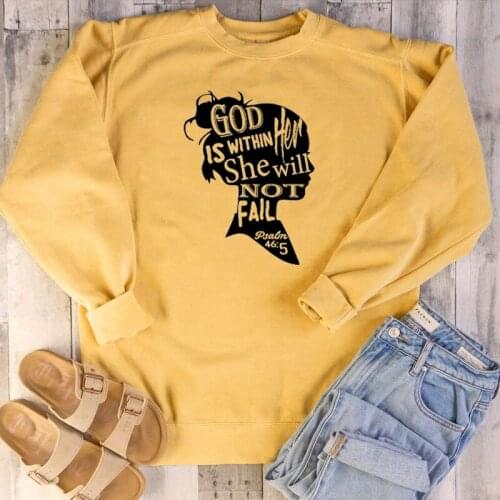 God is within her she will not fail. Psalm Bible verse tee Christian top girl funny graphic religion tumblr street sweatshirts