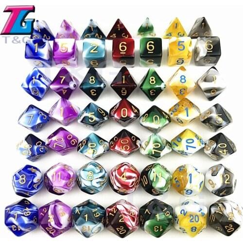 Decider Die Transparent & White Color Dice D4-D20 For RPG Parties Toys 7 Colors