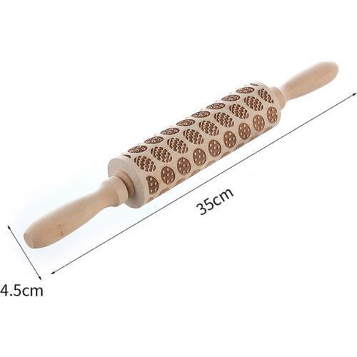 Embossed engraved wooden rolling pin for cookies embossing rolling pin