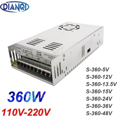 DIANQI 360W 12V 30A LED Strip CNC 3D Print Small Volume Single Output Switching power supply 5V 13.5V 15V 24V 36V 48V