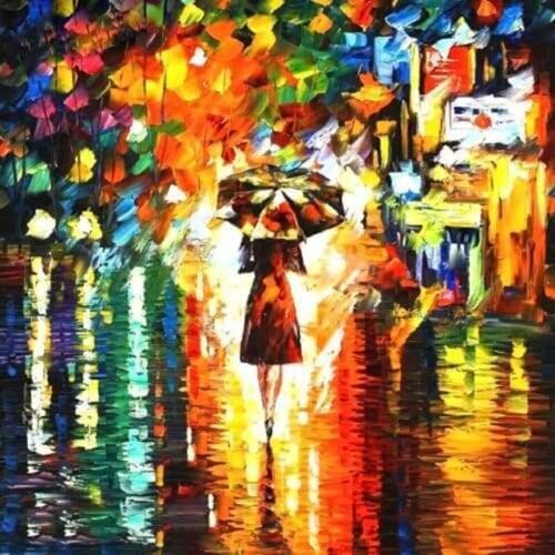 Home Scenery Rainy Days 5D Diamond Painting Cross Ctitch Kit Wall Sticker Mosaic Diamond Embroidery Painting KBL