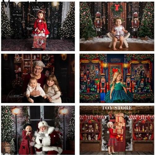 Toy Store Backdrop for Christmas Photography Gingerbread House Children Kids Portrait Photo Background Shop Window Props