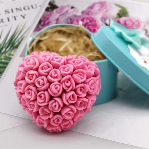 Soap Mold Silicone 3D Rose Flower Love Heart Shape Mould Handcraft DIY Handmade Fondant Candle Mould Decorating Supplies Tools
