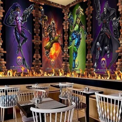 Custom 3d mural Retro Brick Wall Theme Fresco Net Cafe Tooling Backdrop Bar Bedroom Wallpaper custom Mural