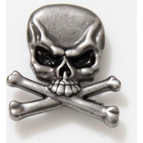 KB708) Wholesale 50pc Cowboy Decor Skull Crossbones Button Antique-Silver Leathercraft
