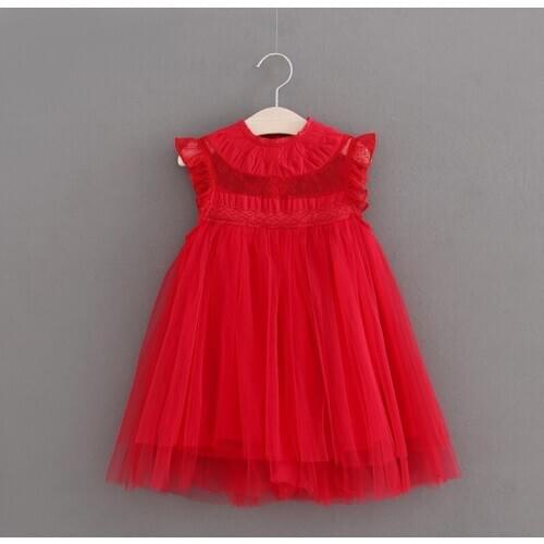 Hot Sell 2017 Summer Girls Princess Dress Lace Yarn Baby Girl Fairy Dress