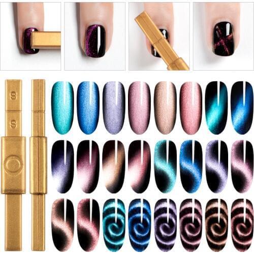 Double Headed Nail Art Magnet Stick Cat Eyes Magnet for Nail Gel Polish 3d Line Strip Effect Strong Magnetic Pen Tools