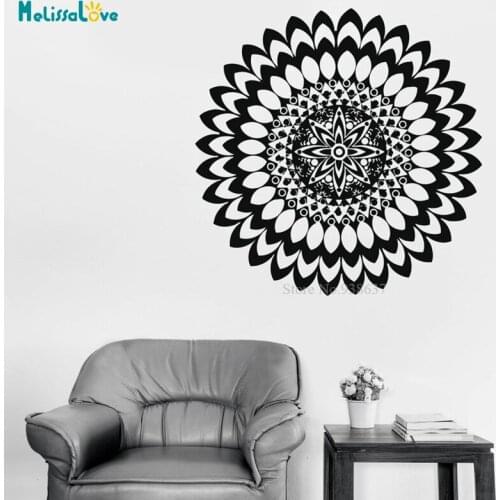 Mandala Floral Flower Sticker Yoga Studio Decal Bedroom Decor Living Room Home Decals Vinyl Wallpaper Poster BA635