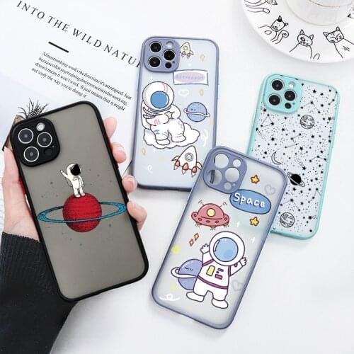 Lovely Astronaut Planet Star Phone Case For iPhone 11 12 Pro Max Xs Max 12 Mini 8 7 6 Plus XR SE 2020 X Cartoon Soft Phone Funda