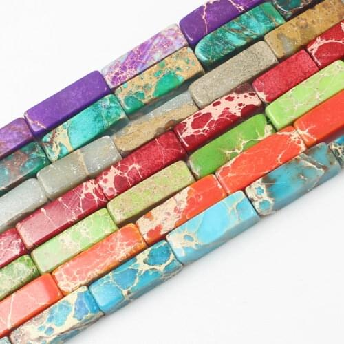 Multi-color Emperor Jaspers 4X13-14mm Rectangle Beads 28pcs per strands , For DIY Jewelry Making, pendant,necklace