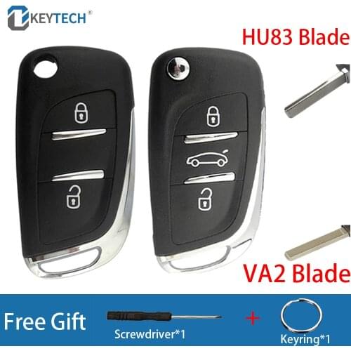 OkeyTech Modified Flip Key Shell For Peugeot 207 307 407 408 308 Remote Car Key Case For Citroen C4 C2 HU83/VA2 Blade CE0536