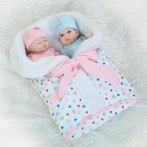 10 Inch 26cm Fashion Reborn Babies Full Vinyl Bonecas Bebe Reborn Baby Life Dolls Boy and Girl Twins Baby Gift Toys Brinquedos