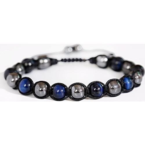 Trendy Blue Tiger Eye Bracelets For Men Women Natural Hematite Stone Beads Bracelet Buddha Bracelets Unisex