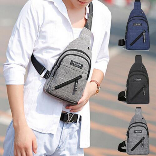 Men PU Leather Waist Pack Sling Chest Pack Crossbody Sport Shoulder Bag Creative Portable USB Charging Bag