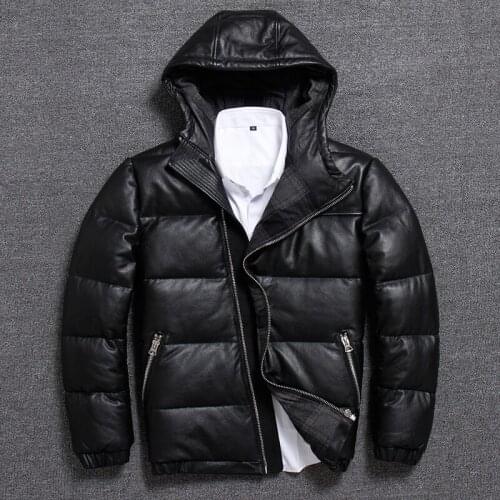 Code man genuine clothing even hat lead thickening keep warm head layer cowhide down jackets natural leather male aviator coats
