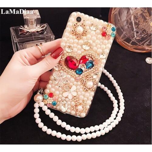 LaMaDiaa Phone Case For iphone 11 12 Pro MAX 6s 7 8 Plus XR Xs Max Hot Luxury Pearls Diamond Soft Silicone Smartphone Girls Case