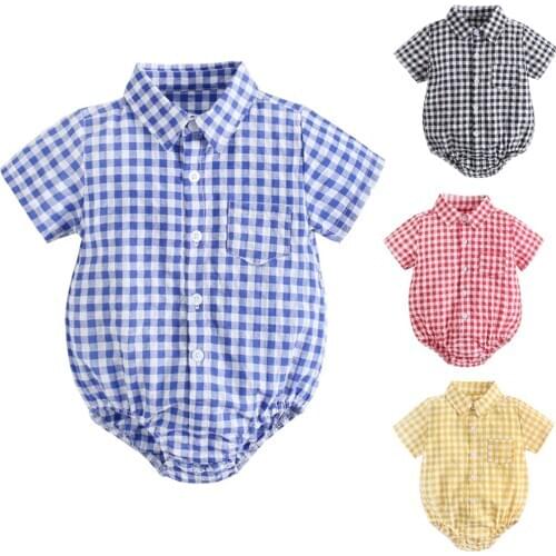Baby Girls And Boys Unisex Clothes Christmas Plaid Rompers Newborn Baby 0-3 Years Fits One Piece Suit Outfits