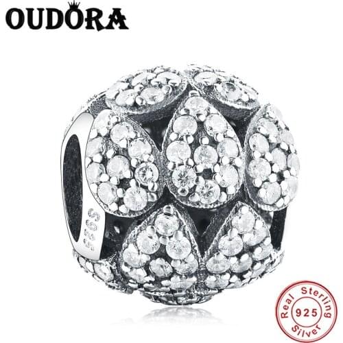 Fit Original Pandora Bracelet Charms Sterling Silver 925 Teardrop Clear Charm Zircon Bead Women DIY Jewelry Berloque Making