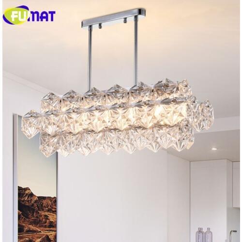 FUMAT Crystal K9 Pendant Lamps Creativity Hanging Light Fixture E14 Swing Pipe Modern Diamond Lighting Dining Room Living Room