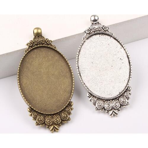 Reidgaller 10pcs oval cabochon bezel settings 30*40mm inner size pendant base blanks diy jewelry necklace trays
