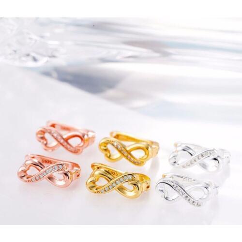 3 Colors Elegant Cubic Zirconia Simple Earring Lucky Number Figure 8 Hoop Earring Brincos Tiny Infinity August Infinite Ear E596