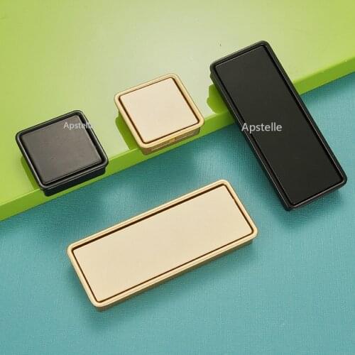 Wardrobe Dresser Hardwares Golden Black Nordic Style Square Hidden Cupboard Cabinet Handles Zinc Alloy Kitchen Drawer Knob