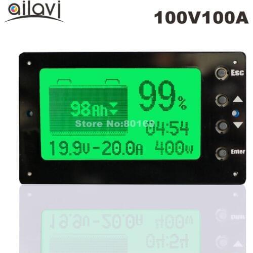 100V 100A Lead-acid Lithium Battery Capacity Tester Voltage Current Display Coulometer Coulomb Counter for RV
