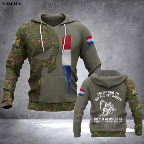 NETHERLANDS Soldier Veteran Army 3D Printed Hoodie Man Female Zipper Pullover Sweatshirt Hooded Jersey Streetwear Tracksuits