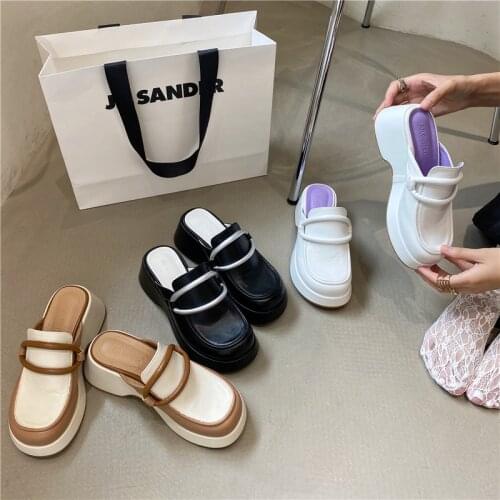 Wedges Heels 2021 New Womens Summer Flat Slippers Round Toe Sandals High Heel Open Toe Platform Sandals Woman Beach Slippers