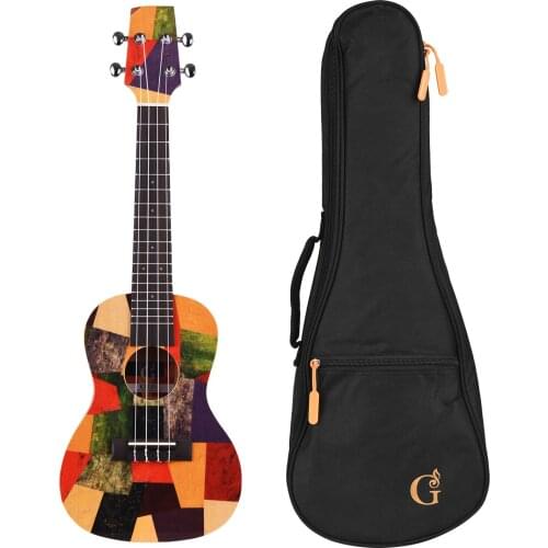 G 23 Inch Acoustic Concert Ukulele Wooden Ukelele Colorful Spruce Topboard with 10mm Padding Uke Bag Musical Gift for Boys Grils