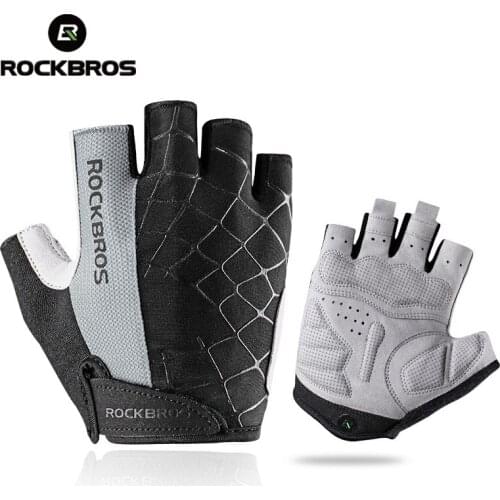 ROCKBROS Bicycle Gloves Half Finger Shockproof Wear Resistant Breathable Cycling Gloves Men Women for MTB,Sports,Bike Equipment