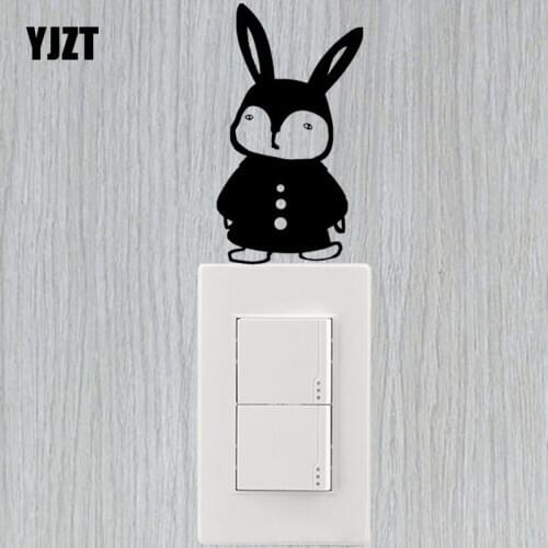 YJZT Wall Switch Sticker Vinyl Decal Cartoon Animal Living Room Decor Funny Rabbit S19-0510