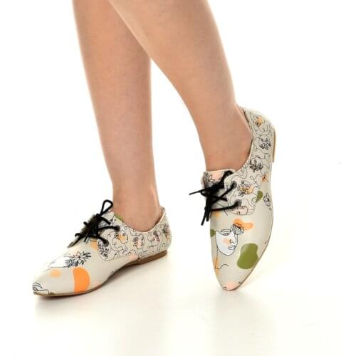 FACE PATTERNED CUSTOM DESIGN WOMEN LACED BALLERINA