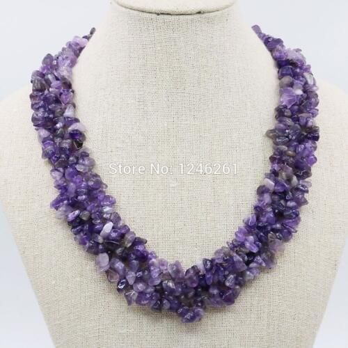 Natural Irregular Purple Alexandrite Beads 3Rows Necklace Chain Female Jewelry Party Gifts 18inch Lucky Stone Women Accessories