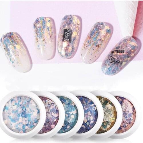 1 Box Mix Nail Mermaid Glitter Flakes Sparkly 3D Hexagon Colorful Sequins Spangles Gel Polish Manicure Nails Art Decorations