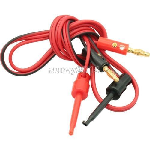 1 Pair Small Test Hook Clip to Banana Plug for Multimeter Test Lead Cable