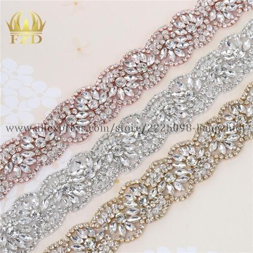 1 yard)Hot fix New Crystal Applique For Bridal Sash Fashion Sewing Motif Rhinestones Trim Chain Hotfix Stoned Patch or sash