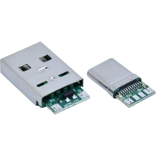 10pcs/lot Flash charging high current green a male + type-c green charging data 24p dual resistance stretch male