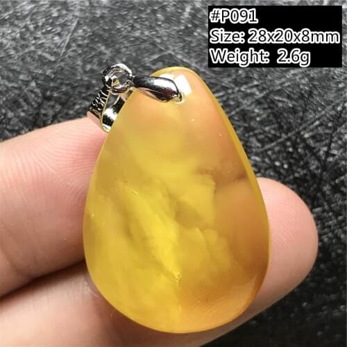 100% Natural Yellow Amber Pendant For Women Man Luck Gift Crystal Beads Water Drop Stone Silver Necklace Pendant Jewelry AAAAA