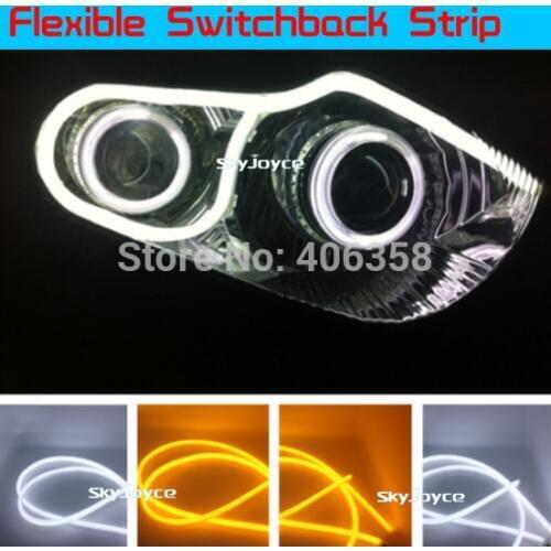 10X led daytime running light white/Amber auto drl turning signals car driving light bar flexible led strip light switchback