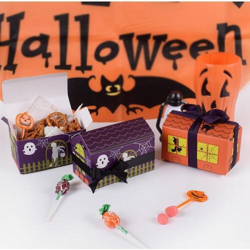 20pcs Ghost House Paper Boxes for Halloween Event Party Candy Biscuit Box Favors Gift Packaging Box Cake Decoarting Supplies