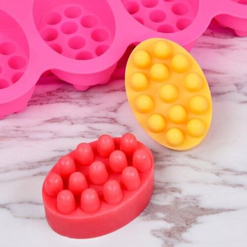 4 Cavities Ellipse Shape Massage Soap Bar Silicone Mold Resin Mould DIY Aromatherarpy Household Decoration Craft Molds Tools