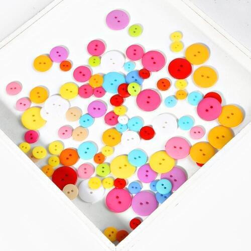 9/10/11/12/15/20mm Plastic Resin Random Colors Sewing Buttons 50/100Pcs Round Two Holes Button Clothing Crafts Accessories
