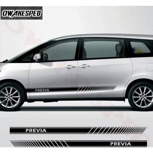 Car Styling Side Skirt Sticker Sport Stripes Auto Body Stickers For-Toyota Previa Tarago Estima Exterior Vinyl Decal
