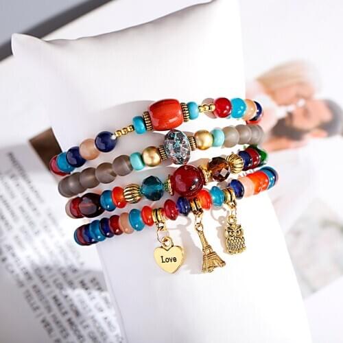 Charms Bracelets For Women Love Beaded Bracelet Wing Personality Bracelets And Bangles Womans Accesories Boho Vintage Handmade