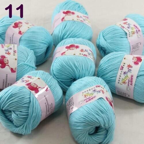 Color Optional 8 ballsX50g Cashmere Silk Velvet Children Hand Kintting Yarn LightCyan 18-11