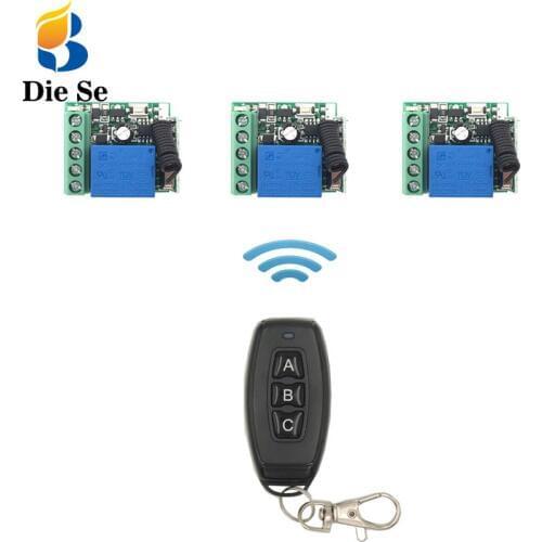 DieSe RF 433MHz Universal Wireless Remote Control For Office light DC12V1CH Relay Receiver Module 3 Buttons 1control 3 functions