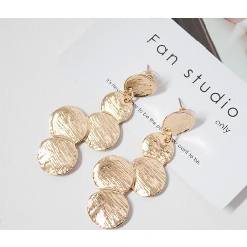 Fashion Long Earrings 2020 Geometric disk Earrings for Women Hanging Dangle Earrings Drop Gold Earrings Modern fashion jewelry