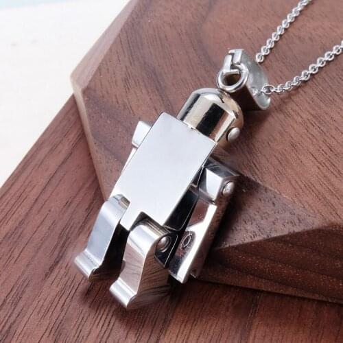 Stainless Steel Flexible Robot Pendant Necklace Cute Women Chain Necklaces for Gift Party Fashion Jewelry