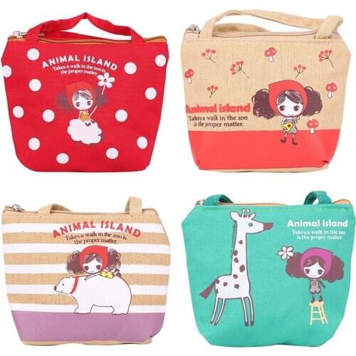 Woman Zip Canvas Coin Purse Handbag Tote Pocket Student Storage Money Bags